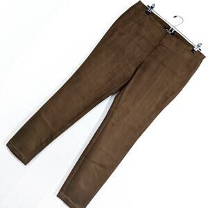 NWOT! CHAPS! LUXURIOUS PECAN BROWN FAUX SUEDE LEATHER SKINNY PANTS, SLACKS! SZ L
